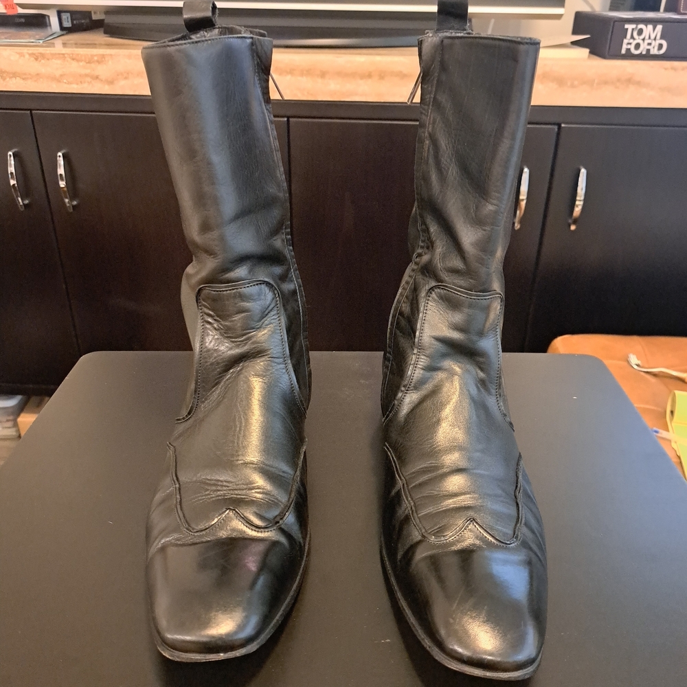YSL - Black Leather Men's Mid-Calf Boots